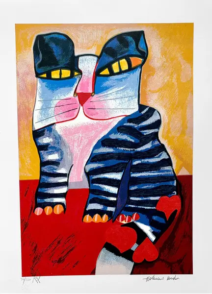 Foto de um(a) Gato Coração 70 x 50 cm (PM) - Aldemir Martins, da categoria de Serigrafia. Serigrafia original póstuma do artista Aldemir Martins. Dimensões: Altura: 70 cm Largura: 50 cm Breve biografia do artista:... Vendido no marketplace Trésors.