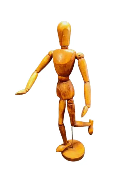 Foto de um(a) Calunga Articulado em Madeira com Suporte, Década de 2000, da categoria de Modelos e estatuetas. Calunga articulado em madeira com acabamento em cedro envelhecido e suporte, década de 2000.A: 40 cm / L: 10 cm / P: 5cm... Vendido no marketplace Trésors.