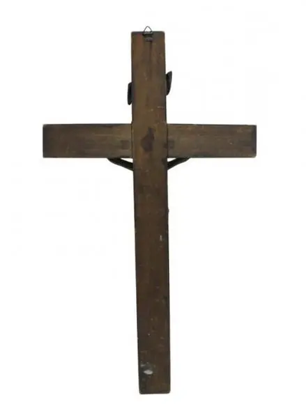 Foto de um(a) Crucifixo em madeira nobre, da categoria de Objetos religiosos e espirituais. Crucifixo em madeira nobre com apliques em metal dourado e corpo de Cristo também em metal dourado, com riqueza de detalhes.... Mostrado de uma perspectiva diferente. Vendido no marketplace Trésors.