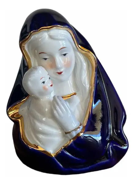 Foto de um(a) Arte Sacra Antigo Busto Abajur Imagem Nsa Senhora Porcelana, da categoria de Abajures. ~ Arte Sacra ~Antiga e fina escultura/luminária artística representando Nossa Senhora com o Menino Jesus. Peça feita à mão... Vendido no marketplace Trésors.