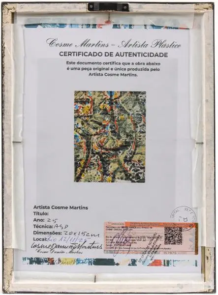 Foto de um(a) Cosme Martins, acrílica sobre papel 32 x 23 cm (com moldura), assinada e com certificado de autenticidade no verso, da categoria de Pinturas. Mostrado de uma perspectiva diferente. Vendido no marketplace Trésors.