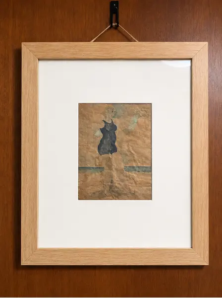 Foto de um(a) Guache sobre papel, da categoria de Pinturas. Guache sobre papel, com montagem elegante (passe-partout de tecido) 40 x 30cm. Mostrado de uma perspectiva diferente. Vendido no marketplace Trésors.