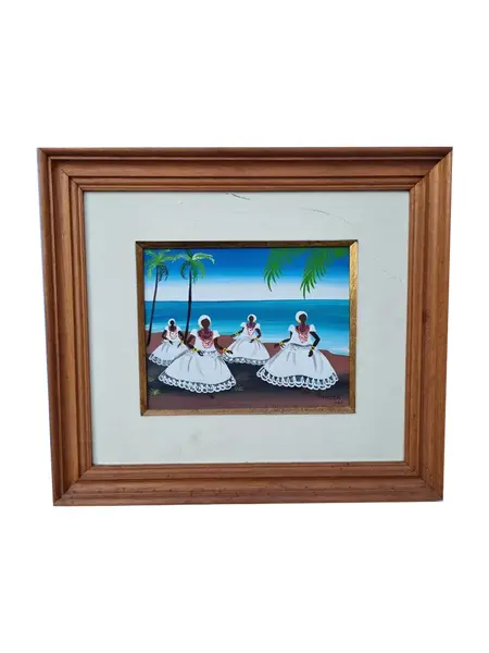 Foto de um(a) Baianas - OST - Thereza 1984 (arte Naif), da categoria de Pinturas. Pintura óleo sob tela, artista THEREZA, ano 1984. Retrato baianas. Mede 20x24cm e 40x45cm. Apresenta um risco na parte... Vendido no marketplace Trésors.