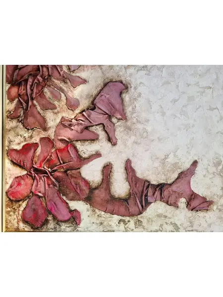 Foto de um(a) Quadro Suzana Lobo 1996 - Flores em relevo, da categoria de Pinturas. Quadro Suzana Lobo, 1996 - Flores em relevo. Mede 70x80cm e 90x100cm com moldura. Mostrado de uma perspectiva diferente. Vendido no marketplace Trésors.