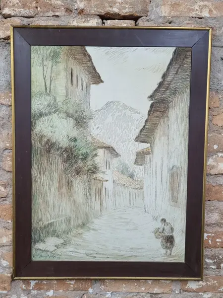 Foto de um(a) Quadro Mulher e caminhos 66 cm x 86 cm - OST 1972 - Theodoro Benedito Meirelles Freite, da categoria de Pinturas. O.S.T 1972- Artista- Theodoro Benedito Meirelles Freite ( 1916-2009) dimensões: 66 cm L x 86 cm A. Mostrado de uma perspectiva diferente. Vendido no marketplace Trésors.
