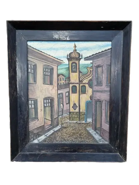 Foto de um(a) Quadro de Casarão - OST 59 x 69 cm, da categoria de Pinturas. òleo sobre tela, moldura madeira dimensões: 59cm L x 69cm A. Vendido no marketplace Trésors.