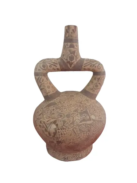 Foto de um(a) Cerâmica pré-inca, da categoria de Outros colecionáveis. Jarro cerimonial, Cultura Mochica, costa norte do Peru, aproximadamente século II d.C. Essa cultura, caracterizada por... Vendido no marketplace Trésors.
