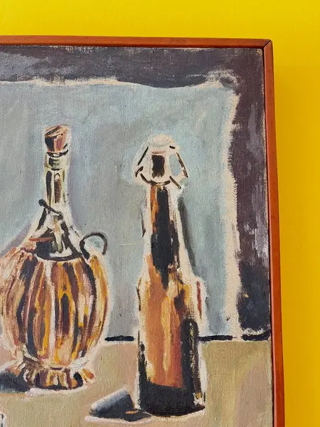 Foto de um(a) Pintura em ​óleo sobre tela emoldurado em madeira nobre, da categoria de Pinturas. Óleo sobre tela emoldurado em madeira nobre. Leva marcas do tempo e uso. Medidas: 43x34cm. Mostrado de uma perspectiva diferente. Vendido no marketplace Trésors.