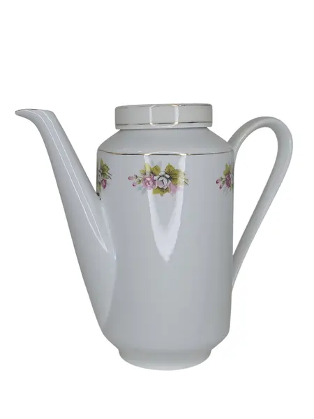 Foto de um(a) Bule de Café em Porcelana Real - Floral Vintage com Friso a Ouro, da categoria de Bules. Elegante bule de café antigo em porcelana branca de alta qualidade, fabricado pela renomada Porcelana Real (São Paulo). Esta... Mostrado de uma perspectiva diferente. Vendido no marketplace Trésors.