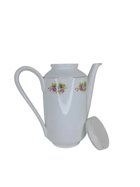 Foto de um(a) Bule de Café em Porcelana Real - Floral Vintage com Friso a Ouro, da categoria de Bules. Elegante bule de café antigo em porcelana branca de alta qualidade, fabricado pela renomada Porcelana Real (São Paulo). Esta... Mostrado de uma perspectiva diferente. Vendido no marketplace Trésors.