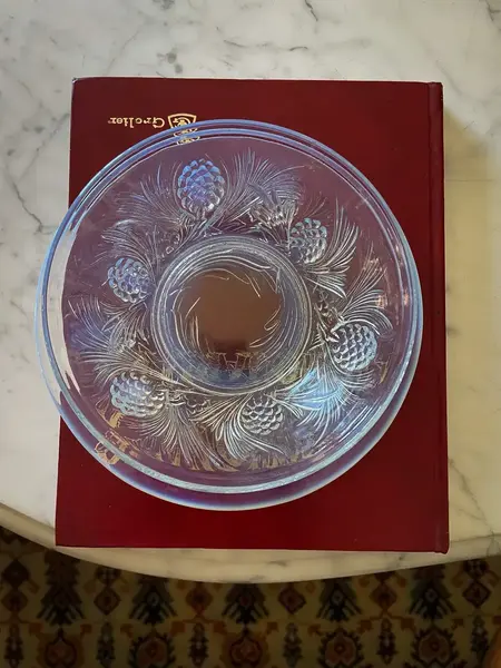 Foto de um(a) Antigo Raro Bowl Decorativo Jobling Glass Vidro Opalescente, da categoria de Travessas e tigelas. ~ Jobling Glass ~Antigo e importante bowl decorativo em vidro artístico opalescente com decoração floral em relevo. Da... Mostrado de uma perspectiva diferente. Vendido no marketplace Trésors.