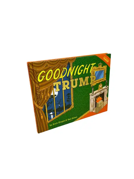 Foto de um(a) Livro capa dura Good Night Trump 2018, da categoria de Livros. Livro capa dura ilustrado com uma paródia não autorizada sobre o Trump. Leves marcas do tempo e uso. De 2018, em inglês. Vendido no marketplace Trésors.