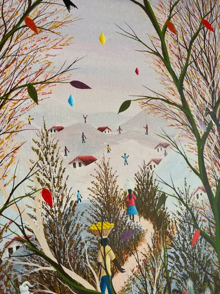 Foto de um(a) Pintura Naif em óleo sobre tela “Retirantes” 1992, da categoria de Pinturas. Esse quadro é simplesmente amor à primeira vista! Pintura em óleo sobre tela, assinado e datado de 1992, intitulada... Mostrado de uma perspectiva diferente. Vendido no marketplace Trésors.