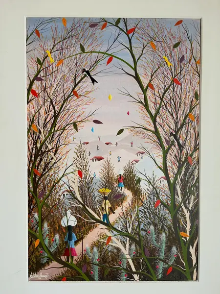 Foto de um(a) Pintura Naif em óleo sobre tela “Retirantes” 1992, da categoria de Pinturas. Esse quadro é simplesmente amor à primeira vista! Pintura em óleo sobre tela, assinado e datado de 1992, intitulada... Mostrado de uma perspectiva diferente. Vendido no marketplace Trésors.