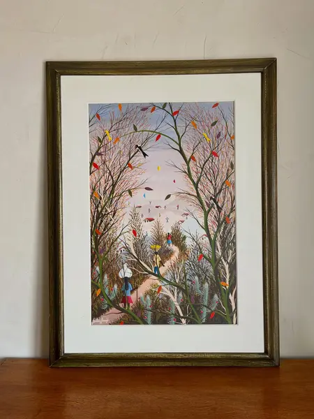 Foto de um(a) Pintura Naif em óleo sobre tela “Retirantes” 1992, da categoria de Pinturas. Esse quadro é simplesmente amor à primeira vista! Pintura em óleo sobre tela, assinado e datado de 1992, intitulada... Mostrado de uma perspectiva diferente. Vendido no marketplace Trésors.