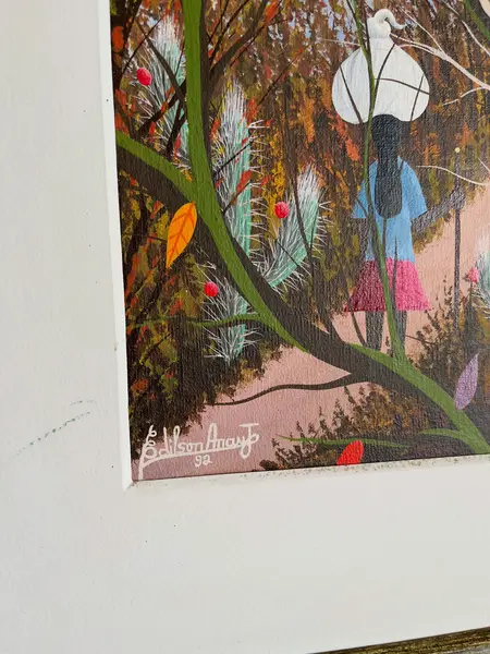 Foto de um(a) Pintura Naif em óleo sobre tela “Retirantes” 1992, da categoria de Pinturas. Esse quadro é simplesmente amor à primeira vista! Pintura em óleo sobre tela, assinado e datado de 1992, intitulada... Mostrado de uma perspectiva diferente. Vendido no marketplace Trésors.