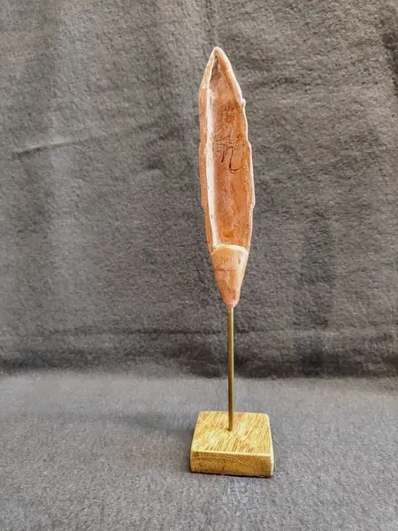 Foto de um(a) Escultura Máscara Africana Terracota, Peça Única, Década de 2000, da categoria de Escultura. Escultura com motivo de máscara africana em terracota, haste em latão e base madeira angelim. Peça assinada mas não... Mostrado de uma perspectiva diferente. Vendido no marketplace Trésors.