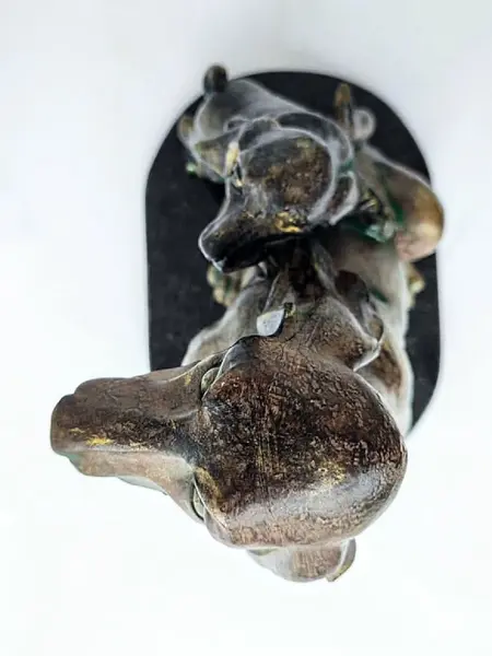 Foto de um(a) Escultura Mamãe e Filhote Basset, da categoria de Escultura. Escultura mamãe basset com filhote, em poli resina italina com pátina bronze oxidada, base em granito preto polido com... Mostrado de uma perspectiva diferente. Vendido no marketplace Trésors.