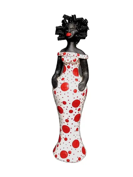 Foto de um(a) Escultura Woman Afro-Brasileira, Década de 2010, da categoria de Escultura. Arte popular afro-brasileira em cerâmica policromada e cabelos com molinhas de metal. Nordeste brasileiro, década de 2010.... Vendido no marketplace Trésors.