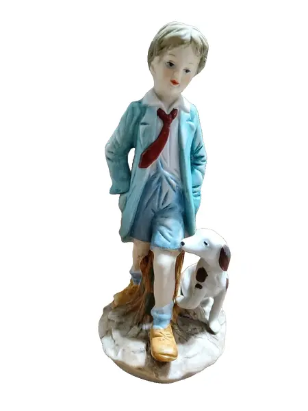 Foto de um(a) Biscuit Capodimonte, Década de 1970, da categoria de Modelos e estatuetas. Biscuit capodimonte policromado retratando um menino e seu cachorro, década de 1970. A: 17,5 cm Base: 7,5 cm de... Vendido no marketplace Trésors.