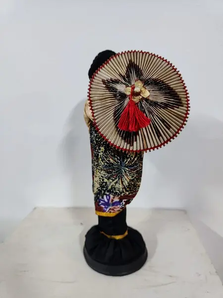 Foto de um(a) Gueixa em Porcelana, Década de 1980, da categoria de Modelos e estatuetas. Gueixa com cabeça de porcelana, sombrinha com madeira e papel plissado formando um desenho floral e tisseel vermelho, década... Mostrado de uma perspectiva diferente. Vendido no marketplace Trésors.