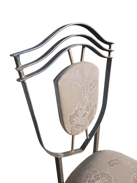 Foto de um(a) Cadeira de Ferro Decorativa com Encosto e Assento Estofado Floral, da categoria de Outras cadeiras. Sofisticada cadeira decorativa que une a robustez do metal com a delicadeza de um design clássico e imponente. Uma peça... Mostrado de uma perspectiva diferente. Vendido no marketplace Trésors.
