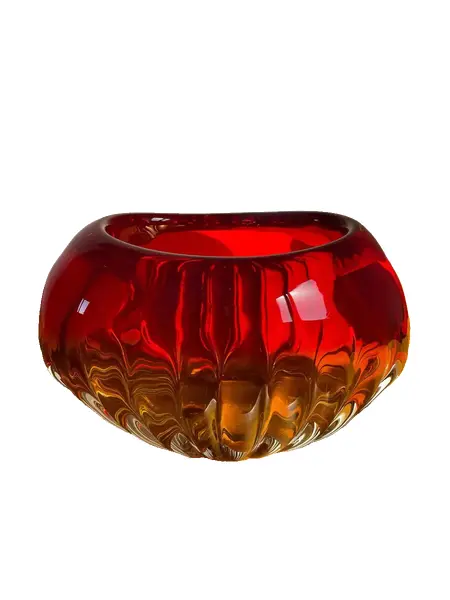 Foto de um(a) Antigo Bowl Decorativo Vaso Em Murano Italiano Art Deco, da categoria de Vasos e recipientes. ~ Fire Glass ~Antigo vaso/bowl decorativo em cristal de Murano Italiano soufflé gomado. Peça artística, feita à mão. Lindas... Vendido no marketplace Trésors.