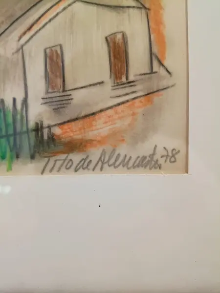 Foto de um(a) Tito de Alencastro - Casario e Árvores, técnica sobre papel, datada 1978, medindo 35 x 26 cm, emoldurada e assinada a mão, da categoria de Desenhos. Tito de Alencastro - Casario e Árvores, técnica sobre papel, datada 1978, medindo 35 x 26 cm, emoldurada e assinada a mão. Mostrado de uma perspectiva diferente. Vendido no marketplace Trésors.