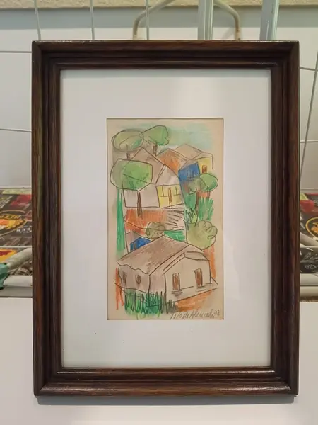Foto de um(a) Tito de Alencastro - Casario e Árvores, técnica sobre papel, datada 1978, medindo 35 x 26 cm, emoldurada e assinada a mão, da categoria de Desenhos. Tito de Alencastro - Casario e Árvores, técnica sobre papel, datada 1978, medindo 35 x 26 cm, emoldurada e assinada a mão. Mostrado de uma perspectiva diferente. Vendido no marketplace Trésors.