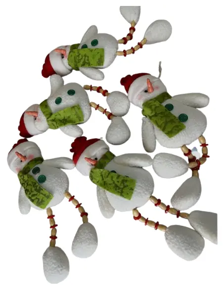 Foto de um(a) Enfeites natalinos para pendurar (5und), da categoria de Objetos decorativos. 5 enfeites natalinos de bonecos de neve para pendurar em tecido e madeira. Leves marcas do tempo e uso. Medidas: 23x10cm... Vendido no marketplace Trésors.