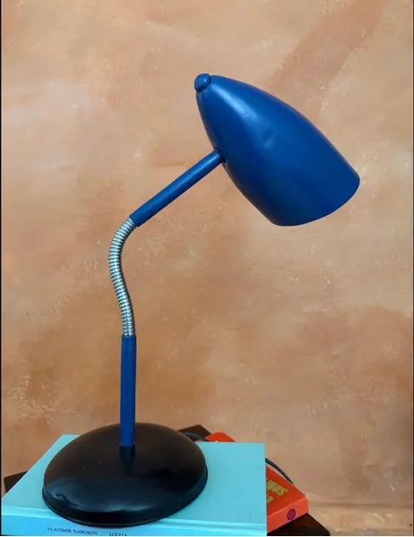 Foto de um(a) Luminária de mesa 50’s, da categoria de Iluminação de mesa e chão. 50’s | luminária de mesa em metal | Essa belezura tem base pintada em preto, haste cromada articulável e cúpula pintada em... Mostrado de uma perspectiva diferente. Vendido no marketplace Trésors.