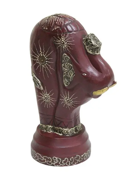 Foto de um(a) Escultura de elefante estilizado, da categoria de Escultura. Escultura na figura de elefante estilizado em madeira nobre, com pintura na tonalidade bordô e decoração típica indiana na... Vendido no marketplace Trésors.