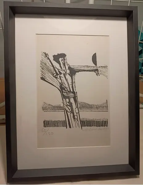 Foto de um(a) litografia original de ademir martins, datada de 1977. obra numerada 65/150, assinada à mão pelo artista. acompanha moldura nova na cor preta. peça usada em ótimo estado de conservação. medidas: 43cm x 32cm., da categoria de Serigrafia. litografia original de ademir martins, datada de 1977. obra numerada 65/150, assinada à mão pelo artista. acompanha moldura... Mostrado de uma perspectiva diferente. Vendido no marketplace Trésors.