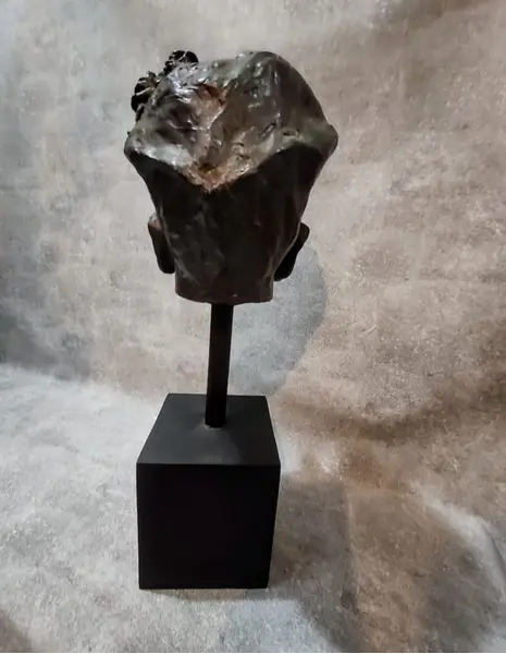 Foto de um(a) Busto Frida Kahlo 00'S, da categoria de Escultura. Busto Frida Kahlo em técnica mista com pátina bronze oxidado e envelhecida, base cubo em madeira ebanizada peça única... Mostrado de uma perspectiva diferente. Vendido no marketplace Trésors.
