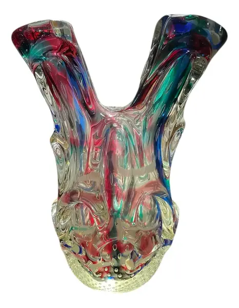 Foto de um(a) Antigo Diferente Vaso Jarro Art Deco Cactus Murano Italiano, da categoria de Vasos. Antigo e diferente vaso artístico em murano italiano colorido. Todo feito à mão, técnica de trabalho (bullicante) com bolhas... Vendido no marketplace Trésors.
