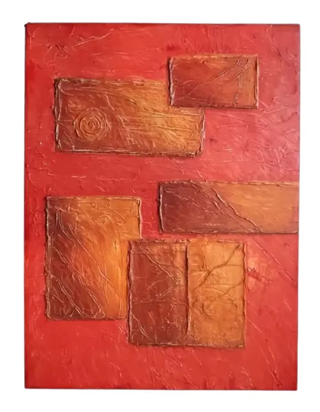 Foto de um(a) Acrílico Red Geométrico, da categoria de Pinturas. Quadro geométrico em acrílico texturizado sobre tela. Artista catarinense fabiana de paris. A: 80 cm L: 60 cm. Vendido no marketplace Trésors.