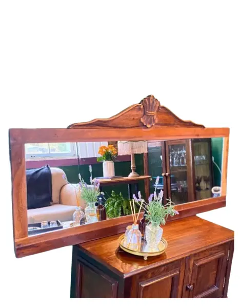 Foto de um(a) Espelho renascer, da categoria de Espelhos. Medidas: 75A x 157C x 3L cm Peça imponente com moldura em madeira Imbuia nobre. Vendido no marketplace Trésors.