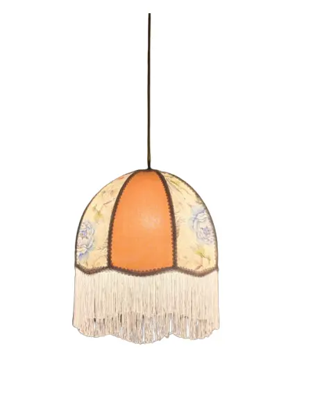 Foto de um(a) Pendente Florata, da categoria de Pendentes. Estrutura em aço inox, revestido com tecidos selecionados, textura durabilidade e beleza. Cúpula feita artesanalmente com... Vendido no marketplace Trésors.