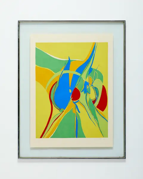 Foto de um(a) Maria Polo - Sem título, 1976. Serigrafia PA assinada e medindo 85 x 66 cm (com moldura), da categoria de Serigrafia. Maria Polo (Veneza, 19 de novembro de 1937 — Rio de Janeiro, 23 de novembro de 1983) foi uma pintora, desenhista, gravadora... Mostrado de uma perspectiva diferente. Vendido no marketplace Trésors.