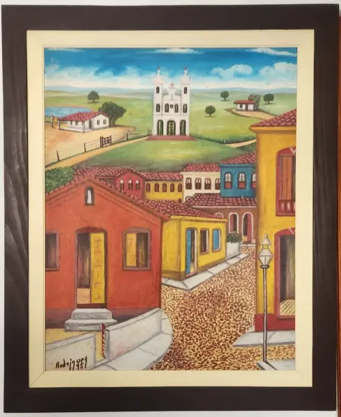 Foto de um(a) Antonio Rodrigues - Pintura óleo sobre Eucatex com moldura e assinado à mão, da categoria de Pinturas. Antonio Rodrigues. Pintura em óleo sobre eucatex, do artista pernambucano, com moldura e assinado à mão. Mede: 57 x 74 cm. Vendido no marketplace Trésors.