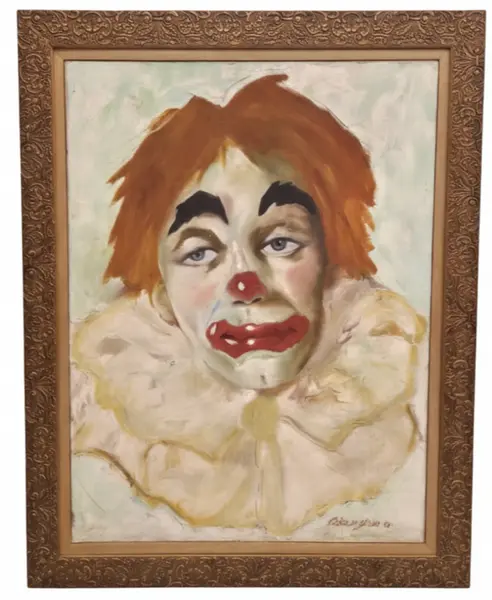 Foto de um(a) Erico da Silva (1968) - "Retrato de Palhaço" - Óleo sobre Tela, da categoria de Pinturas. Belíssimo quadro assinado por Erico da Silva, representando um palhaço com expressão melancólica e profunda. A obra possui... Vendido no marketplace Trésors.