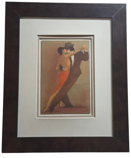 Foto de um(a) Quadro Artístico "Tango Nuestro" – Elegância e Paixão em Moldura Clássica, da categoria de Pinturas. Esta obra captura a essência vibrante e melancólica do tango, a dança mais icônica do Rio da Prata. Com um estilo que... Vendido no marketplace Trésors.