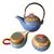 Foto de um(a) Antigo Conjunto de Chá Porcelana Art Deco, da categoria de Conjuntos de café e chá. Antigo e raro conjunto de chá, composto por três peças (bule, açucareiro e leiteira) em faiança/porcelana alemã. As cores... Vendido no marketplace Trésors.