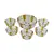 Foto de um(a) Conjunto com 6 peças para sobremesa em cristal facetado, da categoria de Conjuntos de servir. Delicado conjunto de 6 peças para sobremesa, possivelmente alemão em fino cristal translúcido facetado com detalhes âmbar.... Vendido no marketplace Trésors.