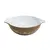 Foto de um(a) Tigela De Opalina Pyrex Mod. Cinderella Early, da categoria de Travessas e tigelas. Bela tigela em opalina, apresenta decoração com fundo marrom e galos, águias e acessórios em dourado. Da manufatura PYREX... Vendido no marketplace Trésors.