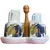 Foto de um(a) Galheteiro de Porcelana com Estampa de Uvas e Suporte de Madeira, da categoria de Saleiros e pimenteiros. Galheteiro de porcelana com estampa de uvas e suporte de madeira. Mostrado de uma perspectiva diferente. Vendido no marketplace Trésors.