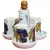 Foto de um(a) Galheteiro de Porcelana com Estampa de Uvas e Suporte de Madeira, da categoria de Saleiros e pimenteiros. Galheteiro de porcelana com estampa de uvas e suporte de madeira. Mostrado de uma perspectiva diferente. Vendido no marketplace Trésors.