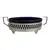 Foto de um(a) Centro de Mesa Anos 70, da categoria de Centro de mesa. Centro de mesa em latão elíptico e rendado com 4 pés e tudo com banho de prata, parte interna de vidro (original) azul... Vendido no marketplace Trésors.