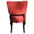 Foto de um(a) Cadeira em Madeira Nobre e Tecido Canelado Vermelho, da categoria de Outras cadeiras. Clássico do design mobiliário Mid-Century nacional. Esta cadeira combina a robustez e a elegância da madeira maciça escura... Mostrado de uma perspectiva diferente. Vendido no marketplace Trésors.