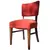 Foto de um(a) Cadeira em Madeira Nobre e Tecido Canelado Vermelho, da categoria de Outras cadeiras. Clássico do design mobiliário Mid-Century nacional. Esta cadeira combina a robustez e a elegância da madeira maciça escura... Mostrado de uma perspectiva diferente. Vendido no marketplace Trésors.